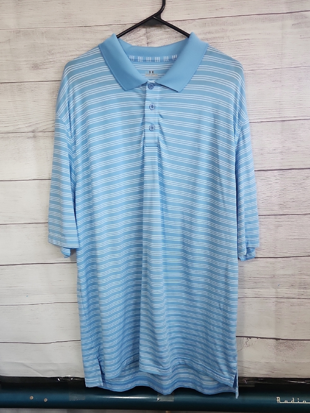 Under Armour Sky Blue White Striped Polo